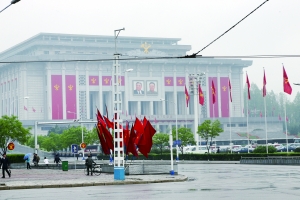 5月6日在朝鲜首都平壤拍摄的朝鲜劳动党七大举办地“4·25文化会馆”。新华社发