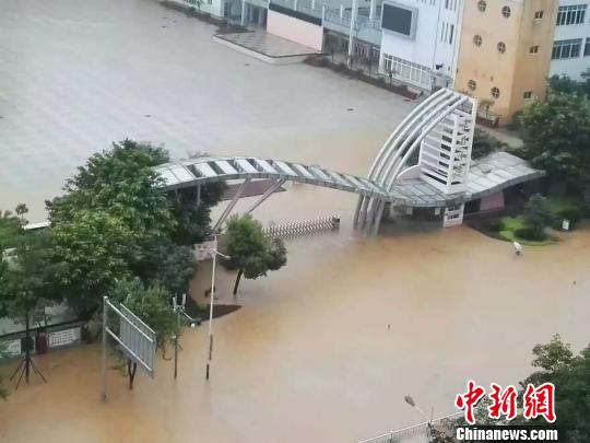 广西柳州连夜暴雨致多处被淹 公交车停运学校停课