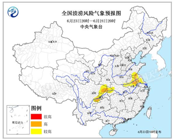 山东安徽江苏重庆四川发生渍涝的风险等级高|