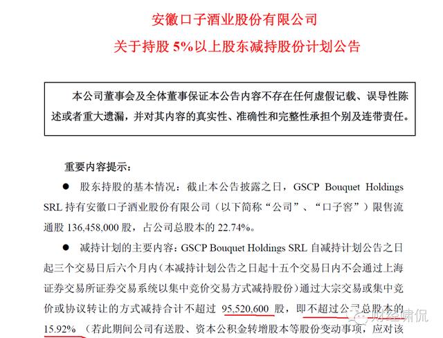 口子窖实控人质押2000万股 市值6.9亿 为了借