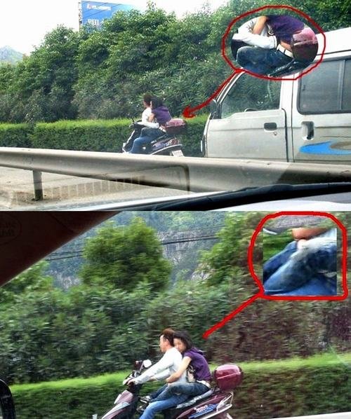 交警提示:驾车不摸奶,摸奶不驾车!