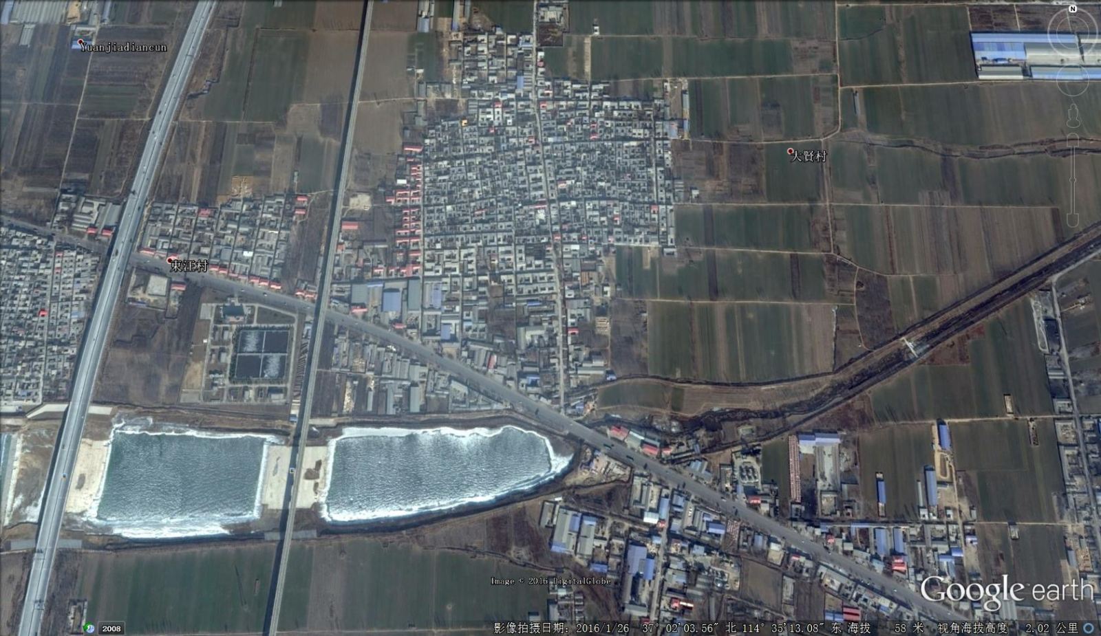 卫星图解密邢台为何发生水患:七里河河道突然
