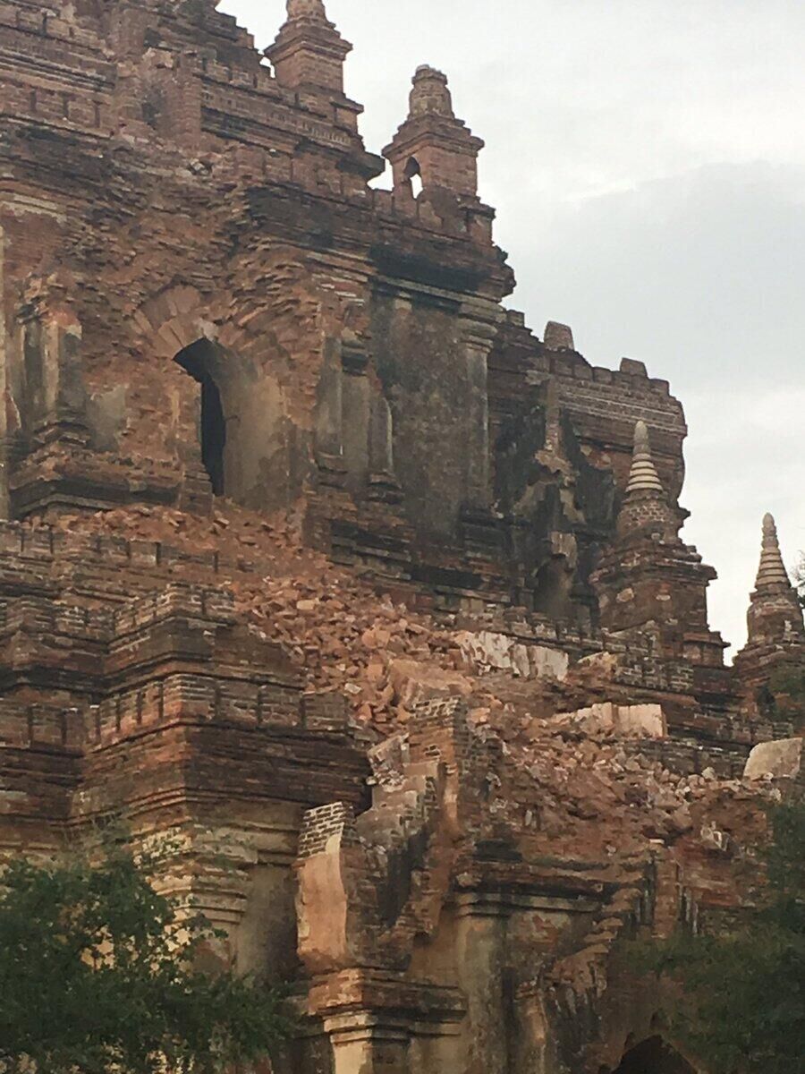 缅甸发生6.9级地震 蒲甘一寺庙因地震损毁|地震