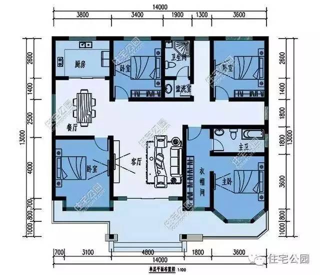 9x14农村自建房设计图,9x14米自建房户型 10套自建房户型一层也洋气