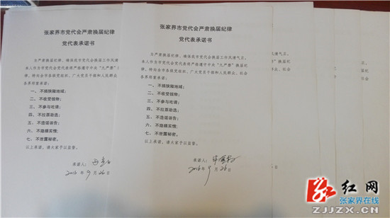 张家界:党代表签订严肃换届纪律承诺书|纪律|党