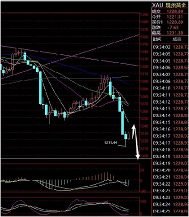 金荣中国:黄金暴跌逼近1200 下跌速度将减缓
