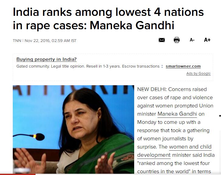 印度女部长 印度强奸发生率全球最低 瑞典最高 印度 强奸案 瑞典 新浪新闻