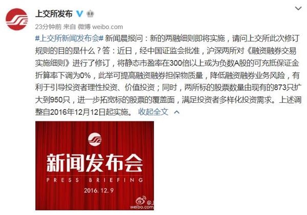 上交所:两融新规下周一起实施 进一步拓宽标的
