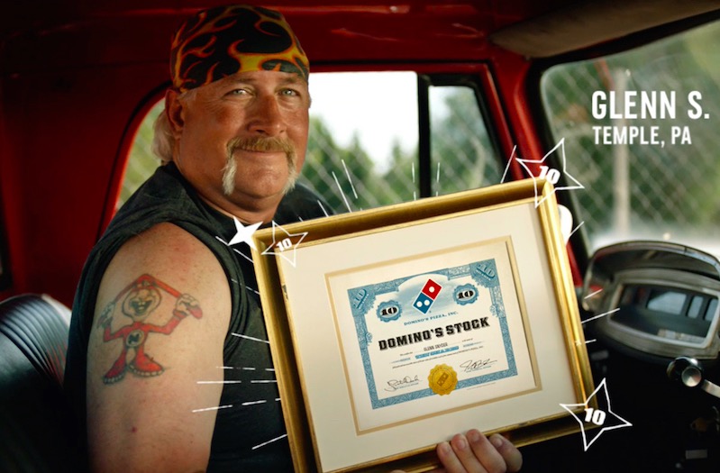 达美乐披萨的会员奖励是--送公司股票
