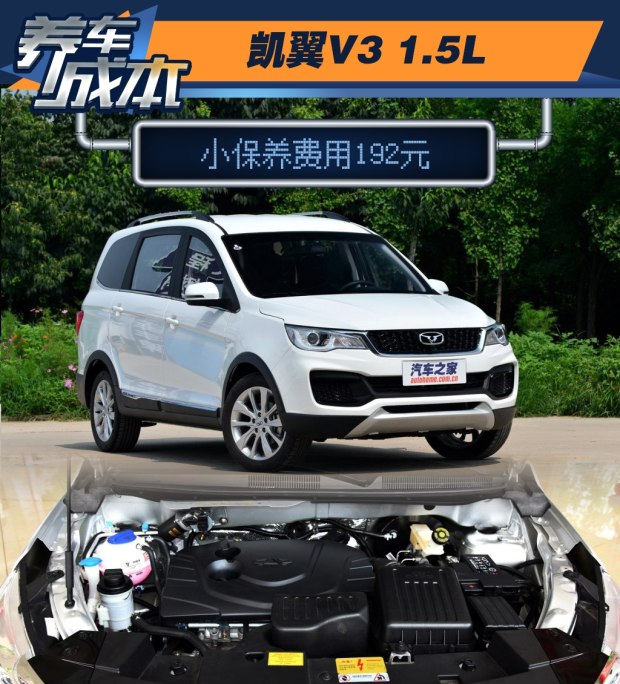 小保养费用192元 凯翼V3养车成本解析