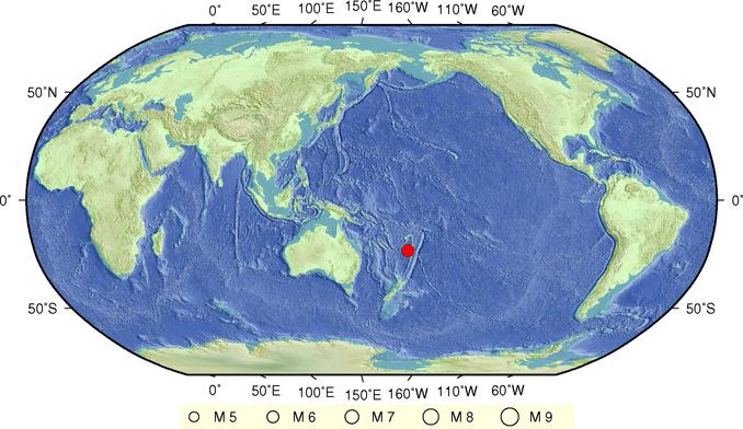 1月2日21时14分斐济群岛以南发生6.3级地震