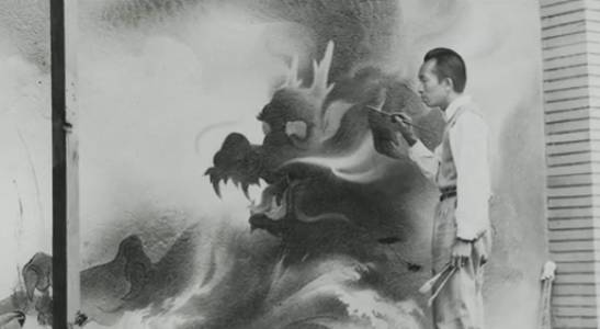 他的壁画不乏中国元素