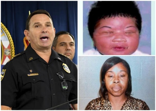 图左为警探，右上为被拐女婴，右下为疑犯(资料图：来源于美联社、互联网)