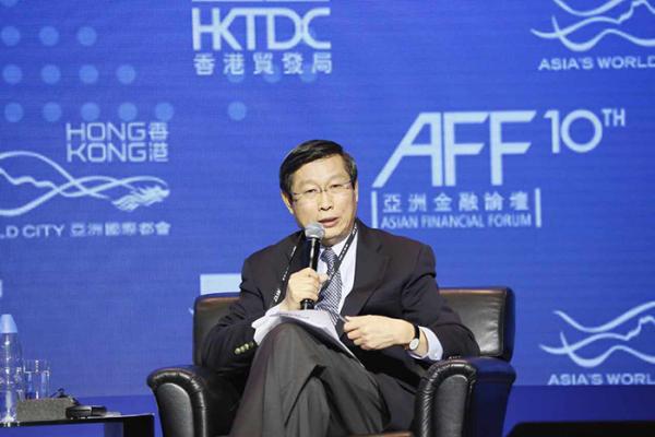 1月16日，香港，中国建设银行董事长王洪章在出席（香港）亚洲金融论坛。香港贸发局供图