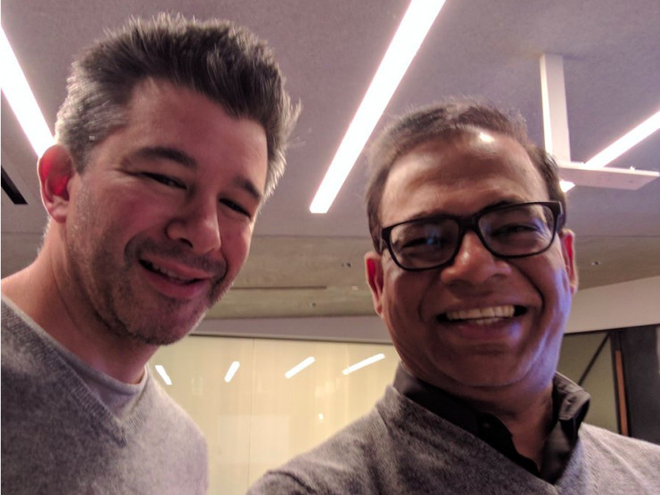 (左)Uber首席执行官Travis Kalanick,(右)前谷歌搜索业务负责人Amit Signal