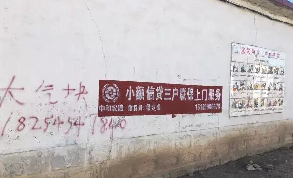 农村常见金融借贷刷墙广告。图文无关　　“谁敢啊，不都是高利贷吗?