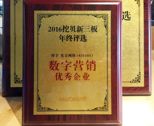 光音网络荣获新三板 数字营销优秀企业奖|网
