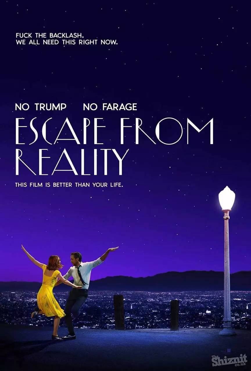 奥斯卡提名影片恶搞海报，Escape the reality（逃离现实）才是影片最重要的主题