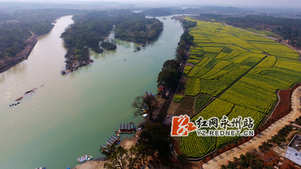 3月3日,取缔非法挖砂吊塔后,美丽的潇水河道县两河口段.