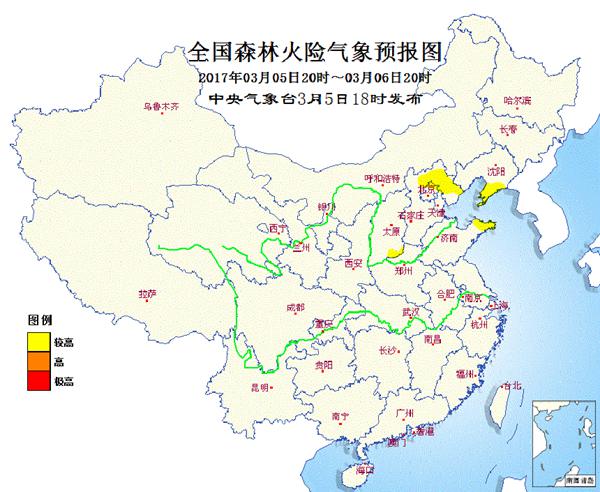 另外,2017年3月7日至8日,上述地区的森林火险气象等级将维持。