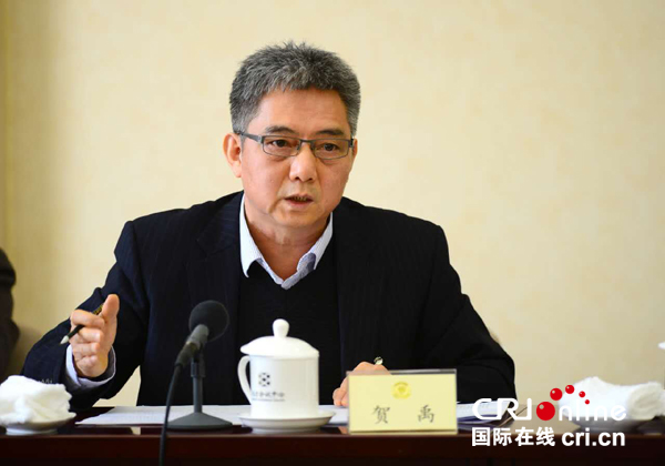 贺禹委员在全国政协十二届五次会议小组讨论会上。(中广核供图)