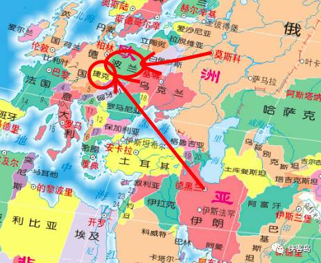 四国地缘如图所示,明显波兰捷克离俄罗斯更近