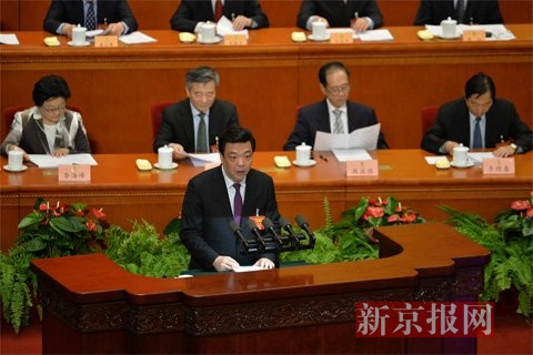  2017年3月11日，人民大会堂，北京市政协主席吉林在全国政协十二届五次会议第四次全体会议上发言。新京报记者 侯少卿 摄