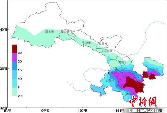 甘肃3月10-14日降水量分布图。甘肃省气象部门供图