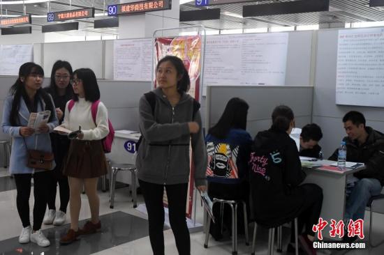 资料图：2017年3月5日，福州市女性就业创业专场招聘会厅举行，吸引了许多城镇下岗失业妇女前往应聘求职。 张斌 摄