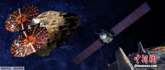 美国航空航天局(NASA)于当地时间1月4日公布了一幅概念图,阐释其派出无人飞船探索小行星以研究早期太阳系的任务。两艘无人飞船被命名为露西(Lucy)和普赛克(Psyche),NASA计划于2021和2023年分别进行发射。露西任务包括发送一个机器人飞船研究木星的特洛伊小行星带。这些小行星被认为是太阳系历史早期的遗迹。普赛克任务的目的是探索一个巨型的,独特的金属小行星,名字为普赛克16,它与太阳的距离,是地球距离太阳的三倍左右。