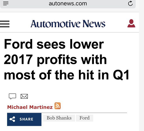 预计收入及预计成本_福特：预计今年利润下降最大下滑可能在第一季