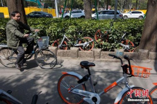 南京一慢车道遭共享单车“占领”。中新社记者 泱波 摄