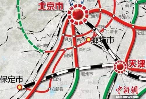 △京津冀地区城际铁路网规划示意图