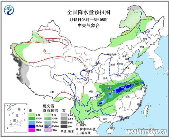 全国降水量预报图