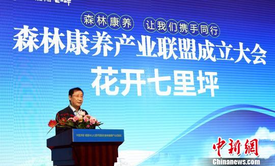 四川省林业厅副厅长马平在成立大会上讲话。 安源 摄
