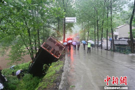 装载50头生猪的货车冲下路基 胡传宾