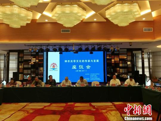 海峡两岸的数位学者呼吁传承炎帝文化,找回文化自信。图为4日的神农炎帝文化的传承与发展座谈会现场。 李娜 摄