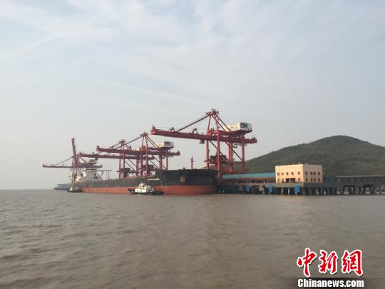 图为宁波舟山港鼠浪湖码头。 林波 摄