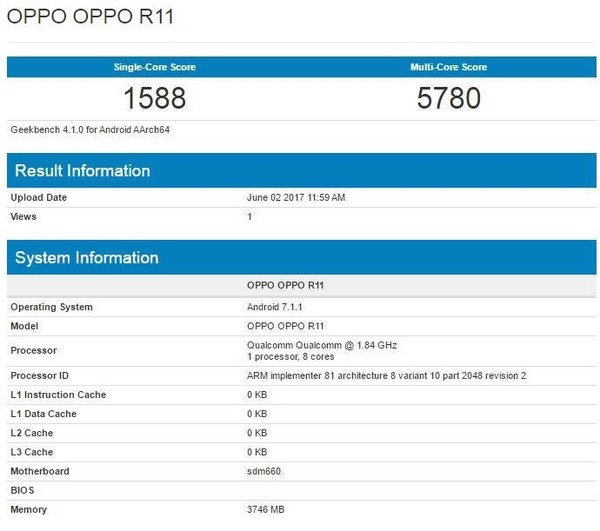 OPPO R11跑分亮相 骁龙660真的很给力|骁龙