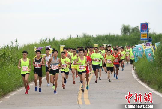 选手沿风景如画的环洞庭湖大道徒步。 陈放 摄