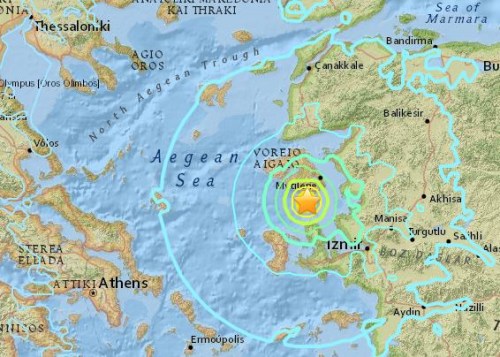图片来源:美国地质勘探局网站 爱琴海地震希腊土耳其多地震感强烈 尚无人员伤亡消息