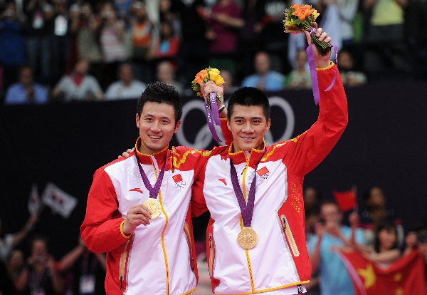 伦敦奥运会，蔡赟/傅海峰男双夺冠。图片来源：视觉中国