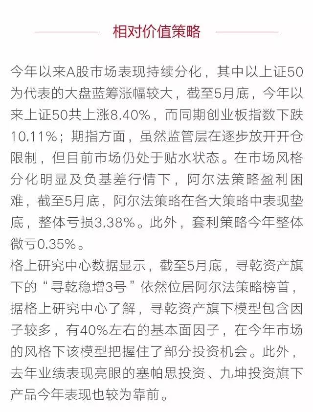 2017年1-5月阳光私募九大策略排行榜