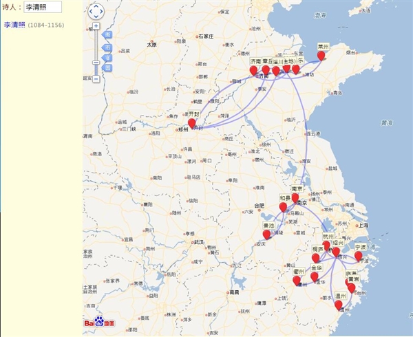 这个网站可以看到古代诗人轨迹地图 网友:李白