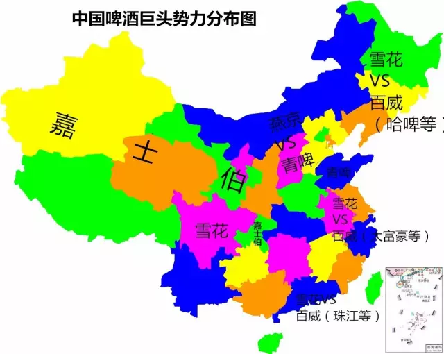 一张图看懂中国啤酒势力分布:五大巨头瓜分全
