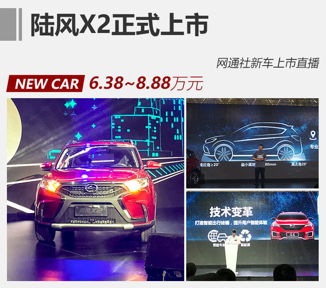 陆风新小SUV-X2正式上市 售6.38万元起