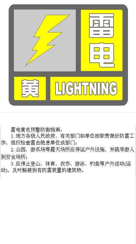 北京发布雷电黄色预警信号