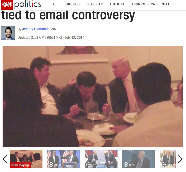 通俄门添新料：特朗普与俄重要人物用餐视频被公开