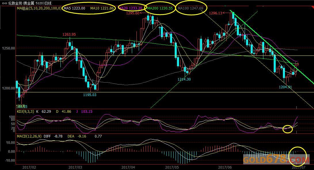 （现货黄金周线图）