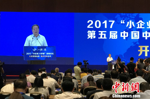 7月19日，国家发展和改革委员会秘书长李朴民在论坛上致辞。 中新网 种卿 摄